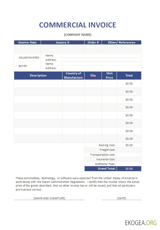 Modèle de facture commerciale gratuit
